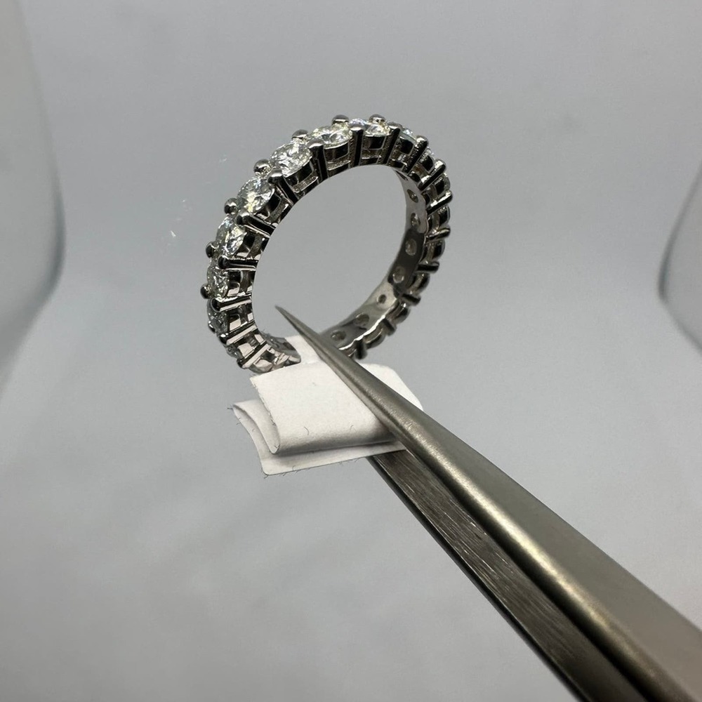 Moissanite Diamond Ring Eternity Wedding Band Anniversary Brilliant 2 Ct Size 7 - Picture 10 of 12